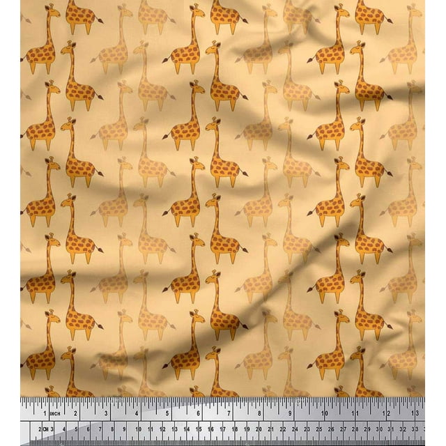 Soimoi Rayon Fabric Giraffe Kids Printed Fabric 1 Yard 56 Inch Wide