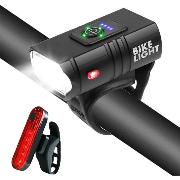 Luz para bicicleta Victoper, luz para bicicleta superbrillante de alto lumen, juego de luces delanteras y traseras para bicicleta recargables por USB de 6+4 modos, luz delantera y trasera