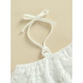 thumbnail image 5 of Caoirhny Toddlers Girls Two-Piece Outfits, Solid Color Lace Crochet Halter Neck T-Shirt + Waist Belt Decoration Denim Shorts, 5 of 9