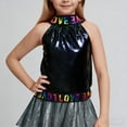 thumbnail image 2 of Miluxas Girls Sparkly Sequin Tops Mock Neck Blouse Sleeveless Shiny Tank Top Sleeveless Glitter Outfits Party Shirt Black 4-5 Years, 2 of 6