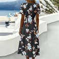 thumbnail image 7 of Boho Dresses for Women Short Sleeve Wrap V-Neck Hight Waist Sundress Casual Summer Beach Vacation Dress, 7 of 7