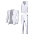 thumbnail image 6 of Wehilion Men's Suit Slim Fit 3-Piece Suit Casual Blazer Business Wedding Party Jacket Vest Pants White S, 6 of 7