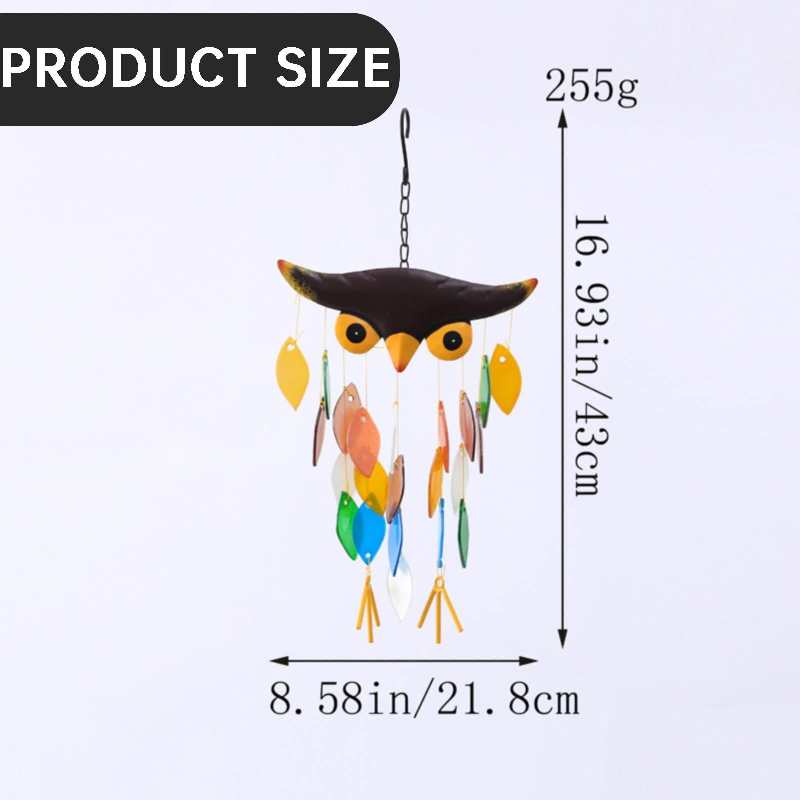 LHWEN Wind Chime Folk Art Owl Model Glass Wind Chimes Wall Hanging Home Decor Apartment Room Dorm Decoration Terrace Patio Porch Garden Unique Design Relaxing Sounds Handmade Gift for Birthday