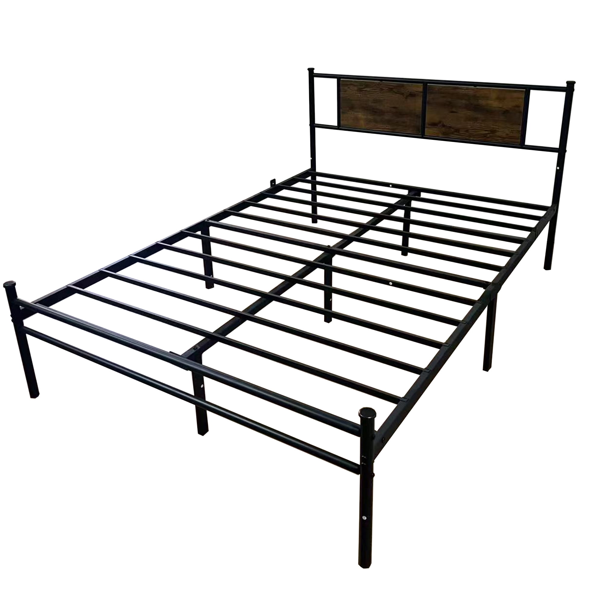 Full Size Bed Frame with Headboard, Metal Platform Bed Frame with Metal Slats Support, Easy Assembly, Black