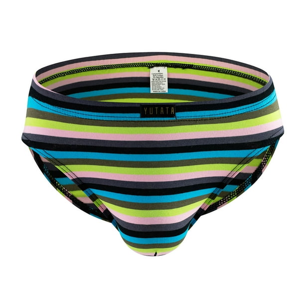 WaiiMak Underwear Womens Color Stripe Trendy Breathable Men's Briefs Men's Underwear  Personalized Lingerie For Women M 