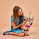 thumbnail image 5 of Conjunto lindo de sombrero de cono y pajarita para fiesta de cumpleaños para mascotas con diadema ajustable y adorno de pompones, 5 of 5