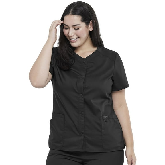 Cherokee Workwear Revolution Women's Scrubs Top Snap Front V-Neck WW622