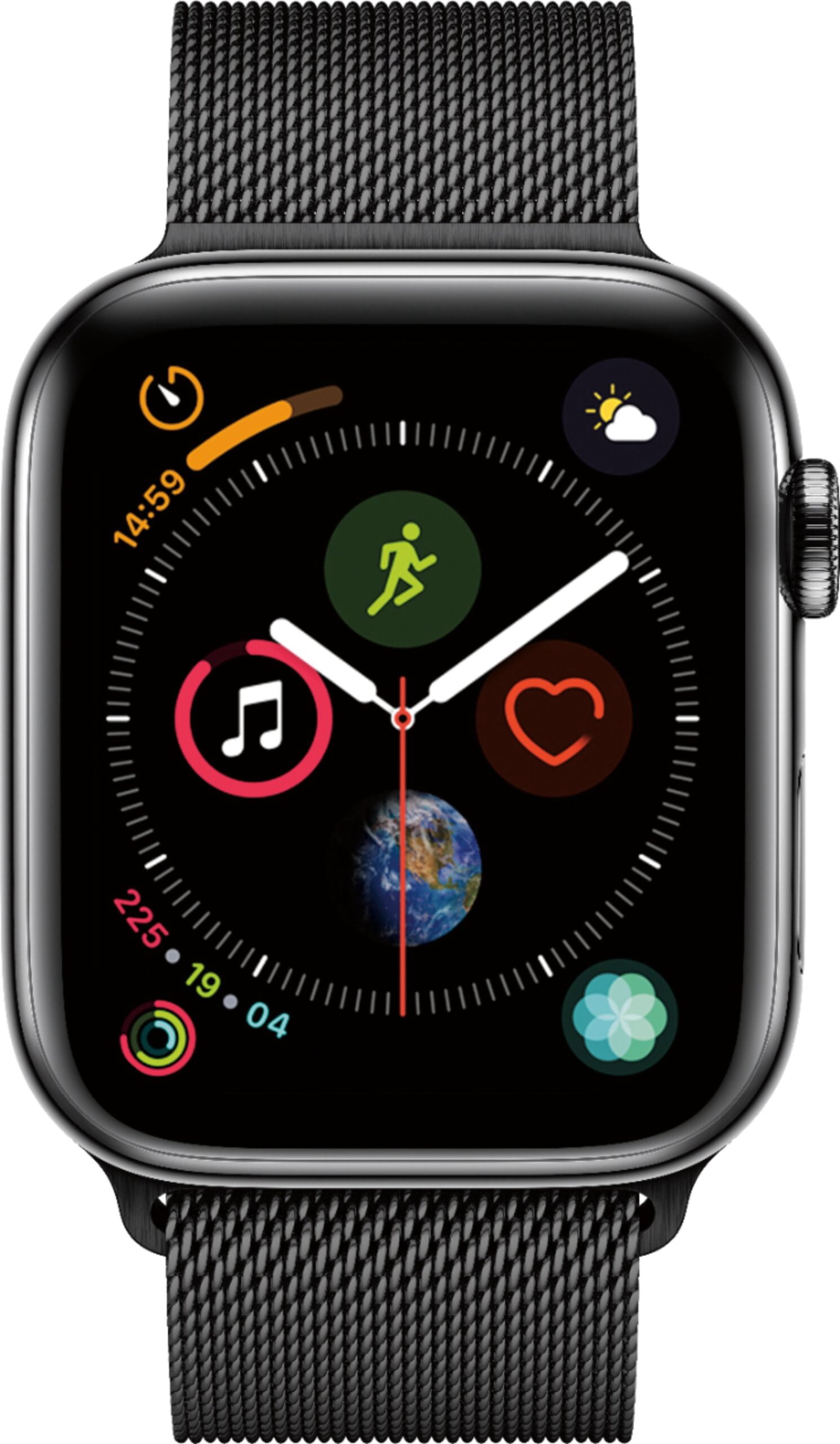 Pre-Owned Apple Watch Series 4 (GPS) 44mm / 40mm Space Gray 16GB Aluminum Case with Black Sport Band - WiFi GPS - Space-gray, Used
