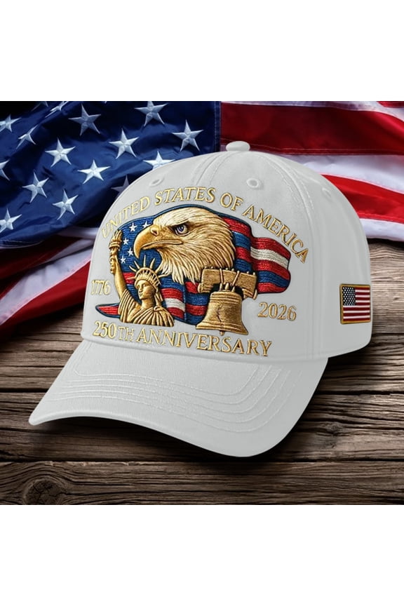 Patriotic 250 Anniversary USA Hat, 250th Anniversary of USA Commemorative Hat Decoration, with Bald Eagle Embroidery Pattern, Unisex Hat Gift for Friends, Patriots, Families