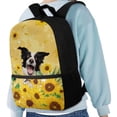 thumbnail image 4 of KUIFORTI Sunflower Border Collie Kids Schoolbag 17 inch Big Capacity Stationery Daily Necessities Storage Bag Ergonomic Bookbag, 4 of 6