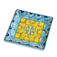 thumbnail image 3 of Premium Hand Painted In Traditional Design Ceramic Square Platter - Blue & Yellow, L X B – 18 Cm X 18 Cm | Starter Serving Tray, 3 of 4