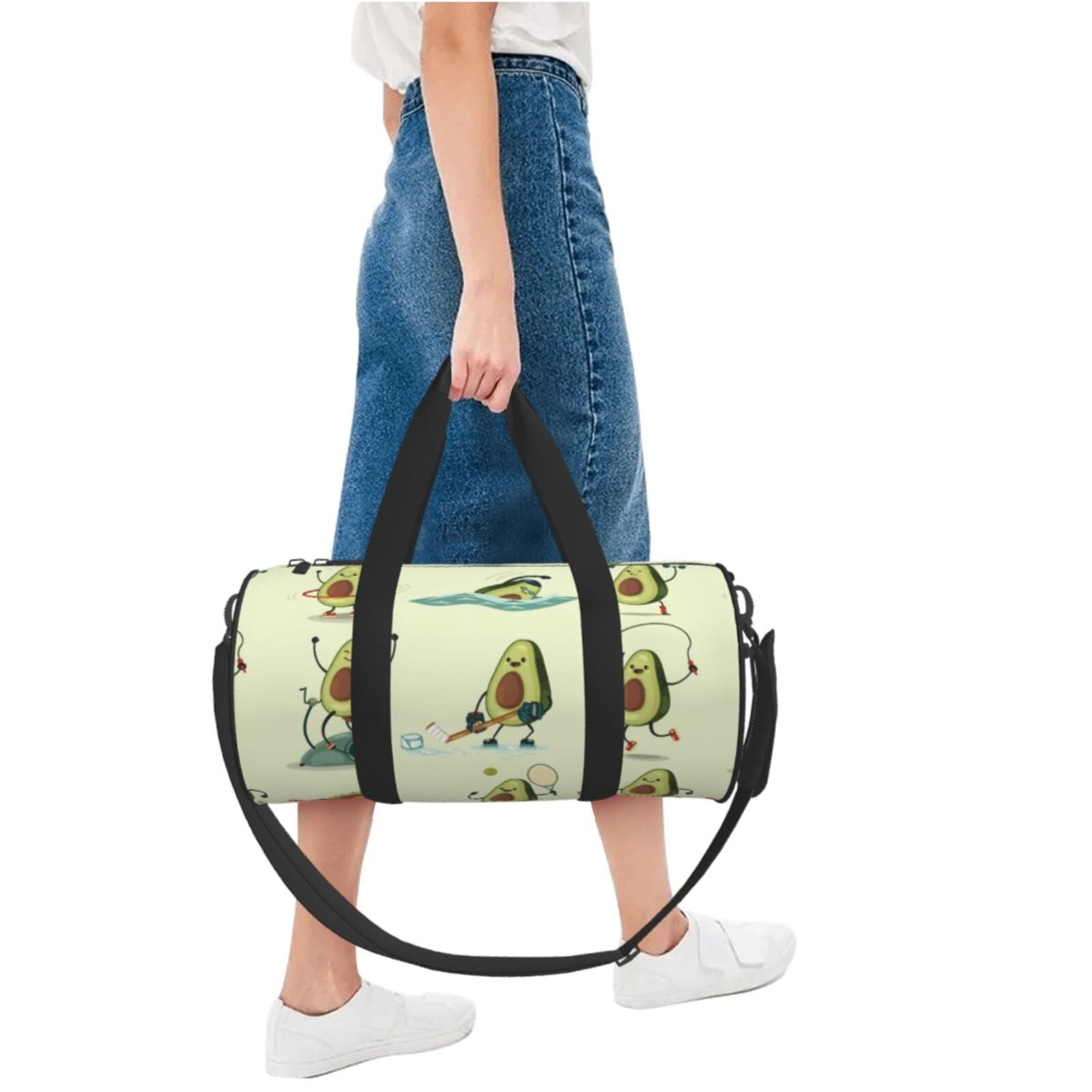 Vsdgher Avocado for Exercise 45L Foldable Duffel Bag, Sports Gym Bag,Overnight Bag, Portable Weekender Bag for Airplanes
