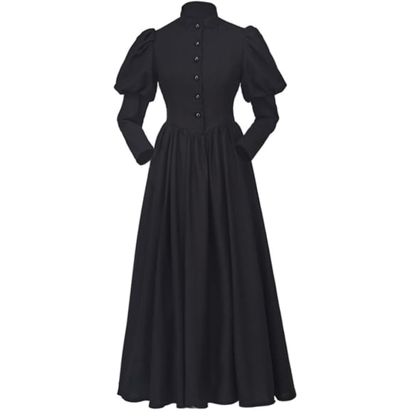 Black Medieval Renaissance Dress Gothic Edwardian Victorian Ball Gown Civil War Vampire Dress for Women