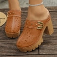 thumbnail image 2 of HSMQHJWE Sabots à Plateforme pour Femmes Mules Sandales à Talons Hauts Bout Rond Mules à Enfiler Talons Cloutés pour Femmes Chaussures Décontractées Confortables, 2 of 8