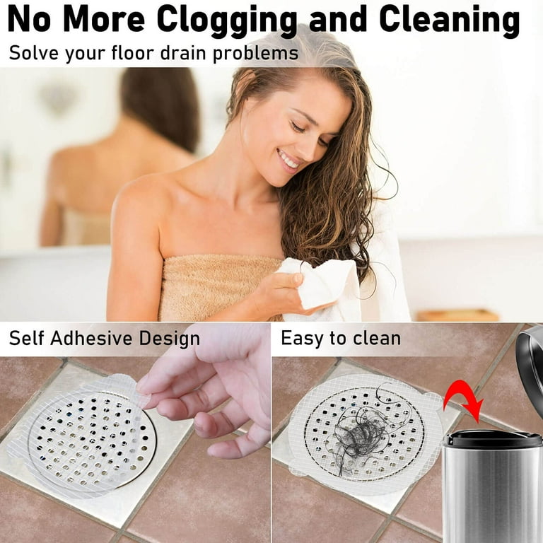 30 PCS Disposable Shower Drain Hair Catcher Mesh Stickers