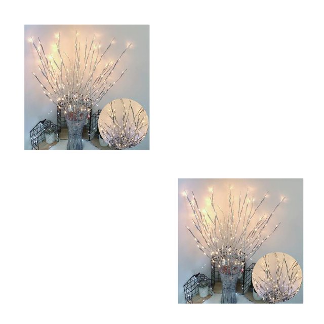 Bearachild Tree Branch 20 LED Light Living Room Lamp String Año Nuevo Decoración Decoración para el hogar Warm White Silver Blanco Cálido Plata 2Conjunto