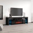 thumbnail image 3 of Soleo BL-EF Fireplace TV Stand for TVs up to 90", Modern High Gloss 79" Entertainment Center, Electric Fireplace TV Media Console with Storage Cabinets, 3 of 6