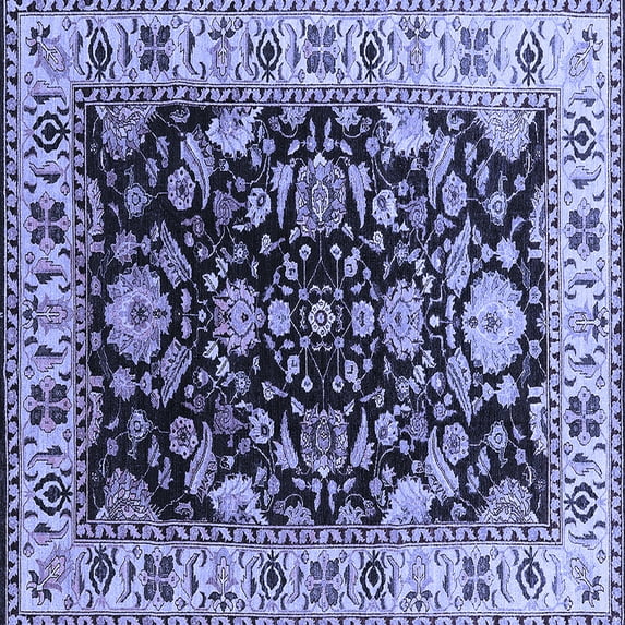 Ahgly Company Machine Washable Indoor Square Oriental Blue Industrial Area Rugs, 8' Square
