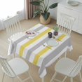 thumbnail image 6 of Yellow Grey Stripe Table Cloth Waterproof Tablecloths, Modern Farmhouse Vertical Striped Tablecloth Dining Table Cover for Kitchen Party Tabletop Outdoor, Square Tablecloth 60x60 Inch, 6 of 9