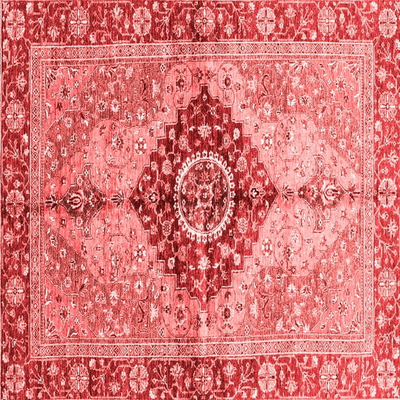 Ahgly Company Machine Washable Indoor Square Persian Red Traditional Area Rugs, 6' Square
