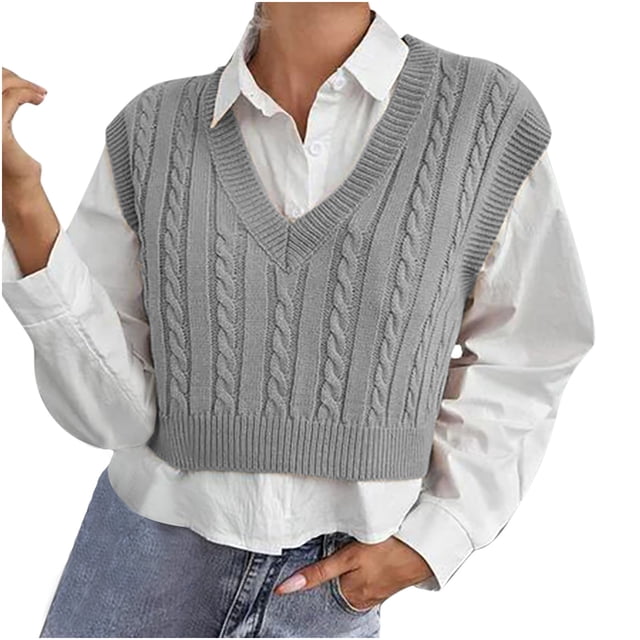 Chaleco de punto sin mangas informal de moda para mujer Chaleco de suéter de moda para mujer Fridja hjk102