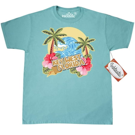 Inktastic Spring Break With Ocean Wave Palm Trees And Hibiscus Flowers - T-Shirt Vacation Sea Flower Key West Florida Mens Adult Clothing Apparel Tees (Best Vacation Spots In South Florida)
