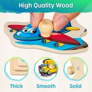 SYNARRY Wooden Peg Puzzles for Toddlers 1-3, 6-Set Animal Jigsaw Puzzles with Storage Rack, Education Toddler Puzzles Toys Gifts for 2 3 Years Boys Girls