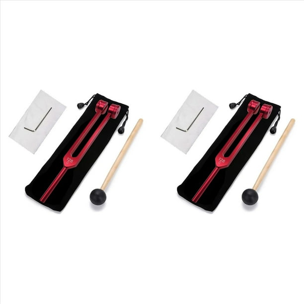 2X DipasóN de 128 Hz Diapasones Rojos Ponderados para CuracióN DiapasóN Deslizante SóNico de 128 Hz