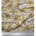 thumbnail image 1 of Soimoi Poly Georgette Fabric Dollar Currency Note & Leaves Printed Fabric 1 Yard 52 Inch Wide, 1 of 3