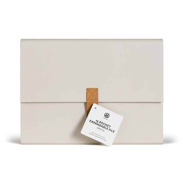 U BRANDS Arid Ivy 13 Pocket Expandable File Folder, OffWhite, 3343U