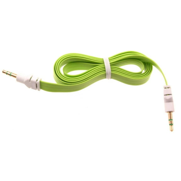 3.5mm Aux Cable Adapter Car Stereo Aux-in Audio Cord Speaker Jack Wire Green W1Z for Coolpad Illumina, Defiant, Canvas, Suva - Cricket Icon, Influence, Ovation 2, 3, Dream 5G