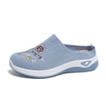 thumbnail image 4 of Floleo Women's Backless Slip On Floral Embroidery Knit Mule Sneakers, Breathable Mesh Wedge Sole Casual Daily Walking Footwear(Light Blue,5.5), 4 of 8