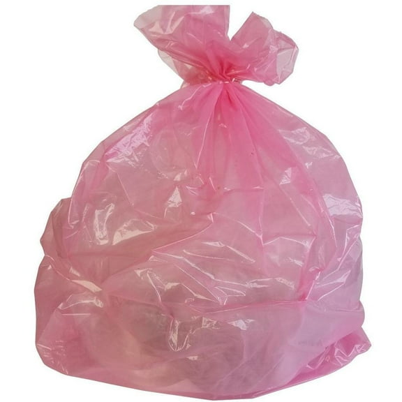 PlasticMill 12-16 Gallon, Pink, 1 MIL, 24x31, 250/Case, Garbage Bags/ Trash Can Liners.
