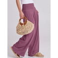 thumbnail image 6 of ANRABESS Women Linen Palazzo Pants Summer Boho Wide Leg High Waist Casual Lounge Pant 2026 Beach Travel Vacation Outfits Purple XL, 6 of 10