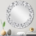 thumbnail image 2 of DESIGN ART Designart 'Gray And White Damask' Printed Modern Wall Mirror 20in.x30in., 2 of 5