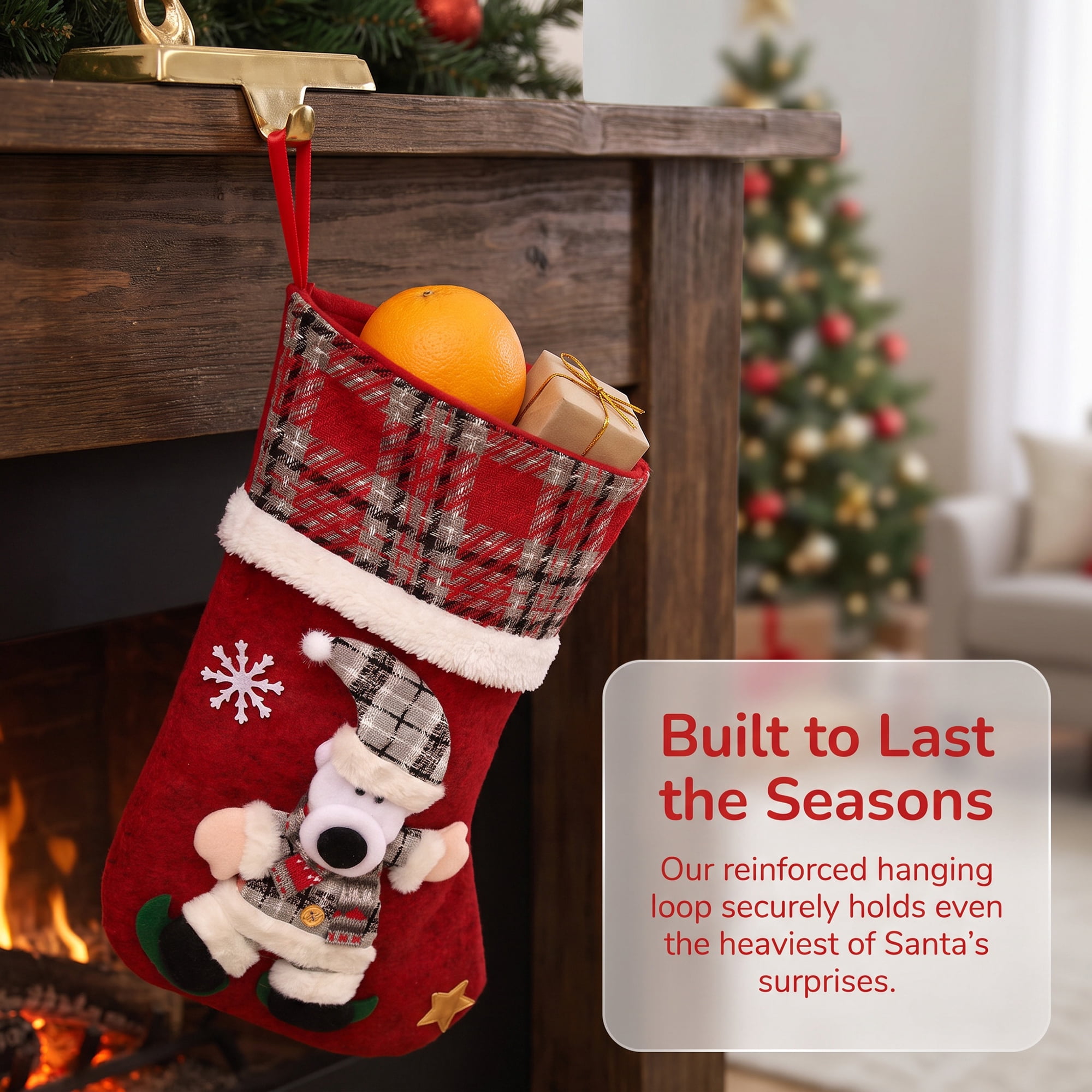 Unique Bargains Adorable Mascot Christmas Stockings Cozy Winter Living Accents Bear 16"