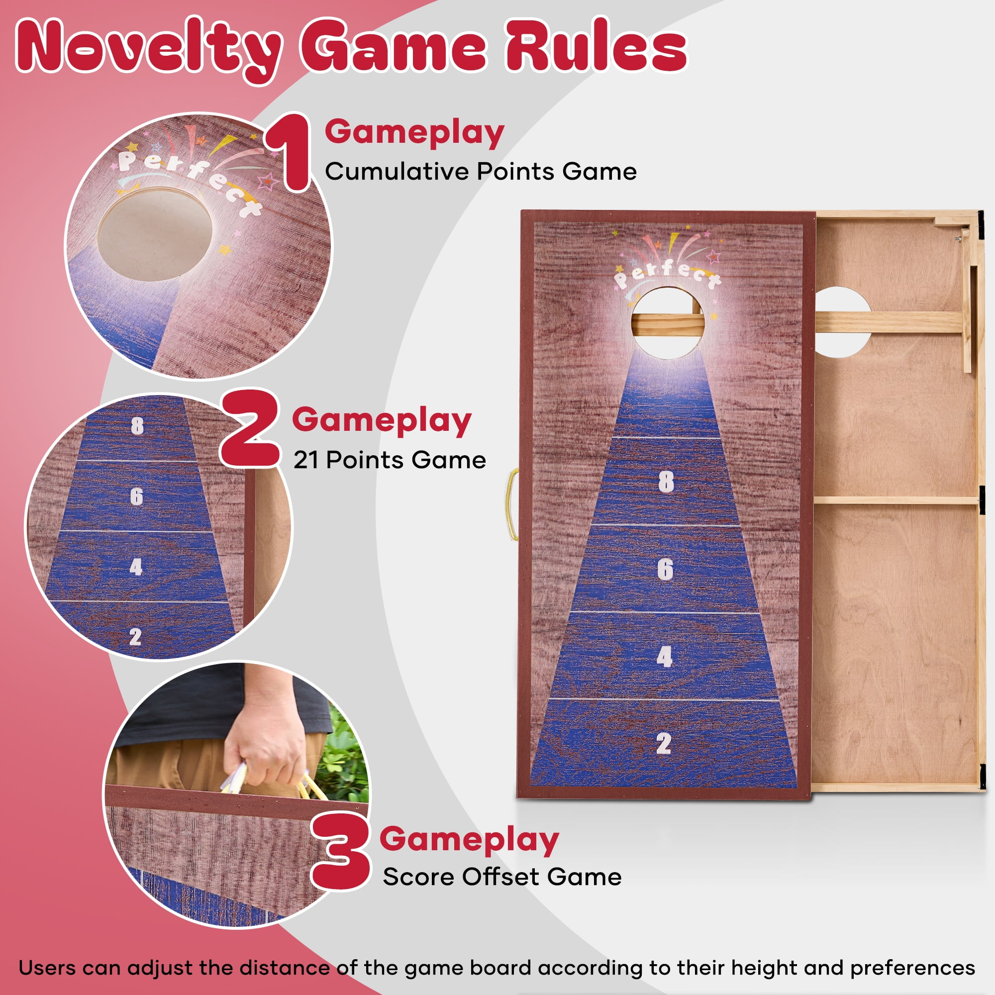 Naipo 4x2FT Cornhole Game Set with 8 Bean Bags Portable Outdoor Wooden Cornhole Boards Set Perfect for Adults Family Beach Yard Camping Parties Games