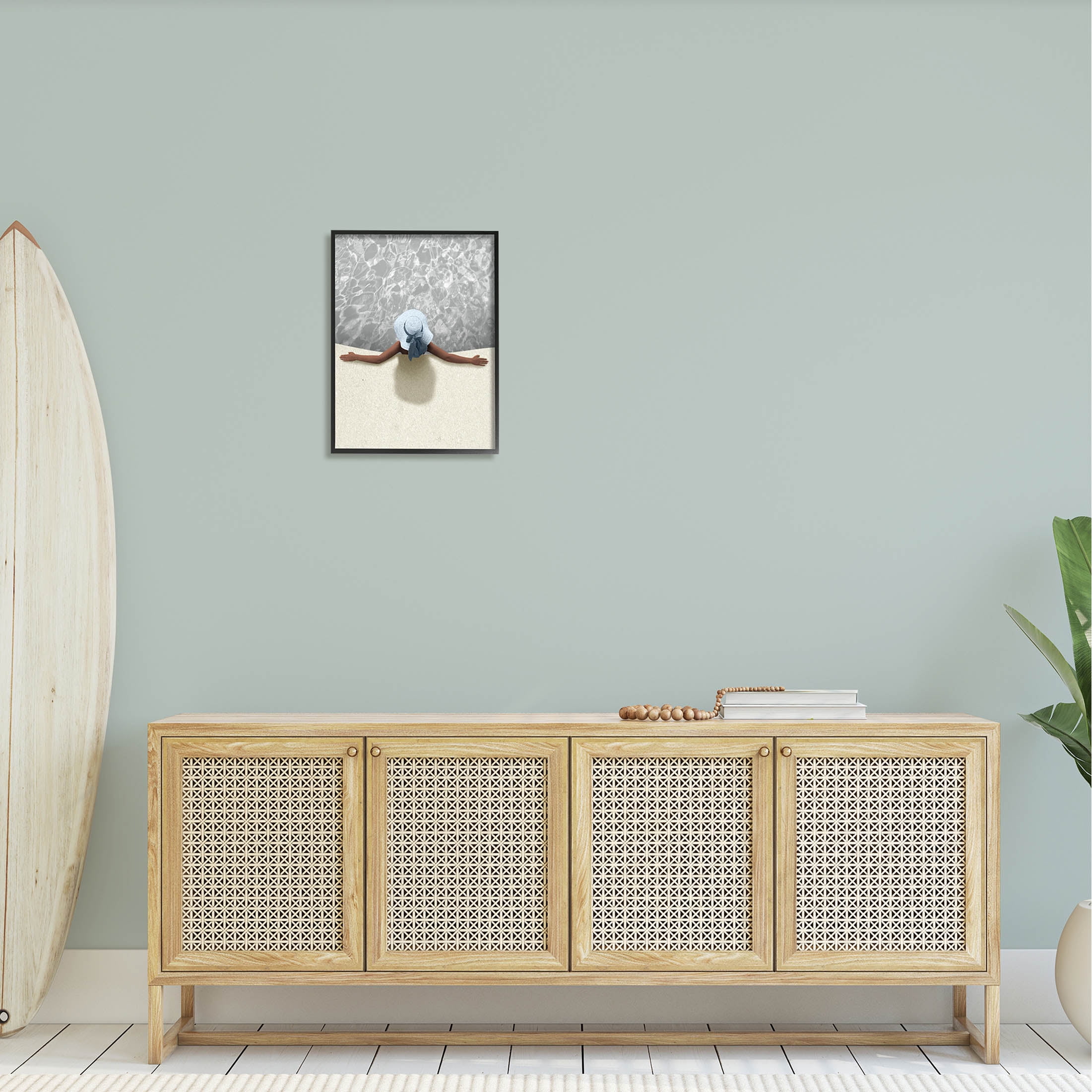 Stupell Industries Summer Aerial View Person Pool Water Graphic Art Black Framed Art Print Wall Art, Design by Marcus Prime