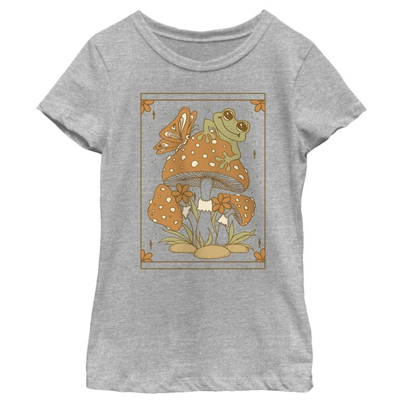 Girl's Lost Gods Frog and Mushroom Tarot Graphic Tee Athletic Heather Medium
