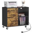 thumbnail image 1 of HOMCOM 3 Drawer Mobile File Cabinet with Charging Station USB Ports Wheels, 1 of 10