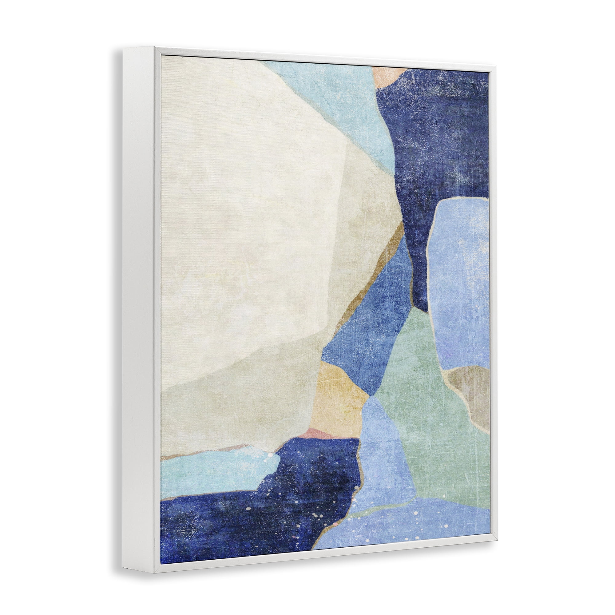 Stupell Industries Geometric Patterned Shapes Abstract Painting White Framed Art Print Wall Art, 16 x 20