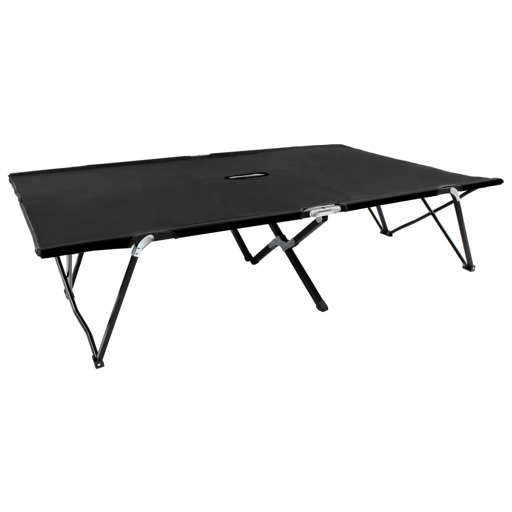 Mgaxyff Two Person Folding Camping Cot Black Steel