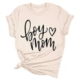 thumbnail image 5 of Lkhaha Womens Graphic T Shirts Boy Heart Mom Letter Print Summer Short Sleeve Casual Plus Size Outfits Beige L, 5 of 5