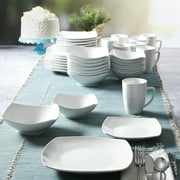 Gibson Home Everyday Square White Stoneware Dinnerware Set, 40-Piece