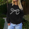 thumbnail image 5 of Holzkary Oversized Sweatshirt for Women Crewneck Bow Print Long Sleeve Pullover Hoodies Tops Fall Fashion Outfits Clothes 2025 Bow Graphic Sweatshirts Pullover Sweatshirts Pullover Tops Black Xl, 5 of 5