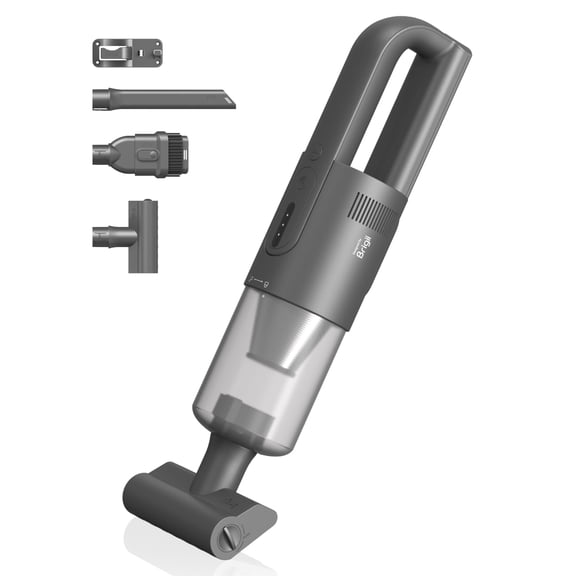 Brigii Aspiradora de Mano con succión de 14KPa;Limpiador de Auto Inalámbrico con Motor Brushless; Mini Aspiradora de Mano para Autos, Escaleras, Espacios Angostos; USB-C-H5 (Montaje en Pared)