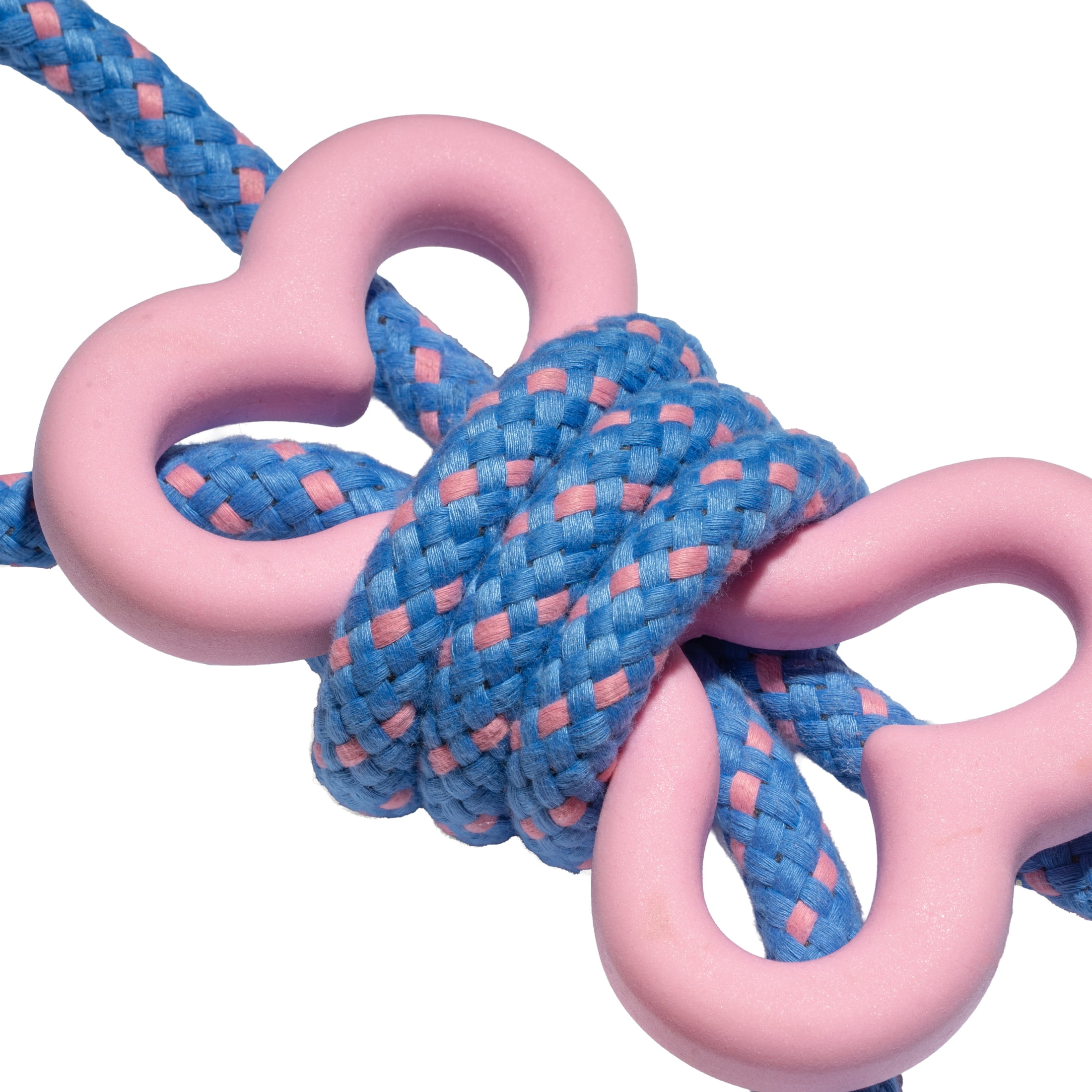 Oodles Durable Rubber Bone Wrapped Rope Dog Toy Set, Blue and Purple, Small