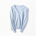 thumbnail image 2 of BXJX Girls Cardigan Sweaters, V Neck Casual Long Sleeve Button Down Fall Knit Layering Tops Light Blue Size 8-9 T, 2 of 5