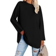 thumbnail image 4 of IROINNID Reduced Womens Long Sleeve Tops Lounge Round Neck Solid Loose Shirt Blouse Tops,Black, 4 of 7