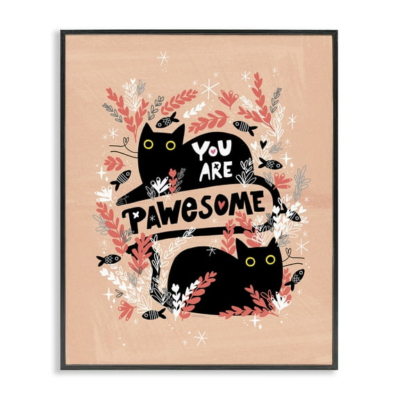 Stupell Industries You Are Pawesome Cats Animals Painting Black Framed Art Print Wall Art, 11 x 14